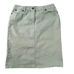 Talbots Denim Skirt Women Sz 2 Mint Pastel Green Cotton Blend Pencil Knee Length